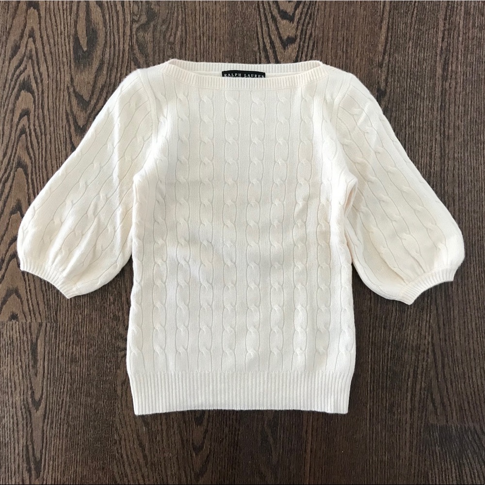 Ralph Lauren Sz M Cable Knit Cashmere Sweater